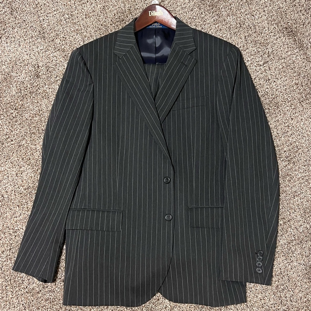 NWT Polo Ralph Lauren Charcoal Pinstripe Suit 42R 35W